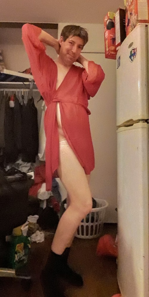 Pics of Me, ChrissyinSD, a Sissy Femboy, in Lingerie and Cut-Off jeans Shorts